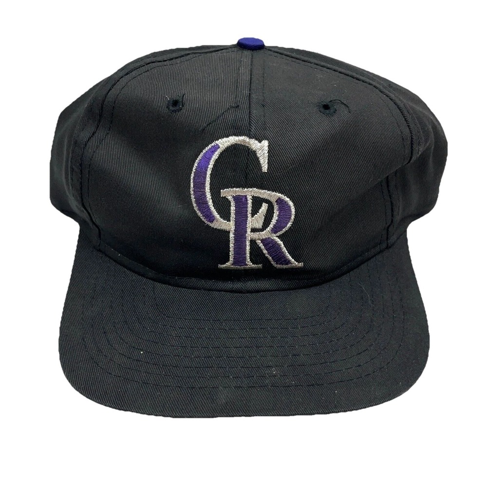 Vintage Colorado Rockies Hat Cap Snapback Black Plain Logo Twill 90s Y2K Faded